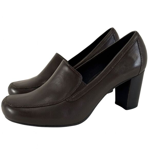 Antonio Melani Brown Leather Block Heel Square Toe Career Office Shoes Sz 6.5 - Picture 7 of 7